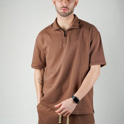 تیشرت نیم زیپ پلیسه کد 0507701