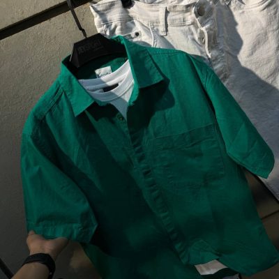 پیراهن کتان تک جیب کد 0802403
